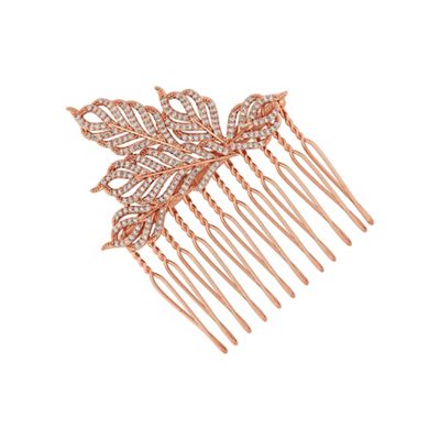 Rose gold feather hair comb